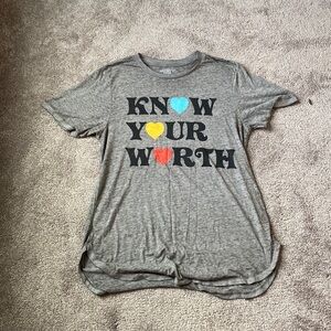 Mighty Fine Know Your Worth Graphic Tee Short Sleeve Casual Top SIZE S